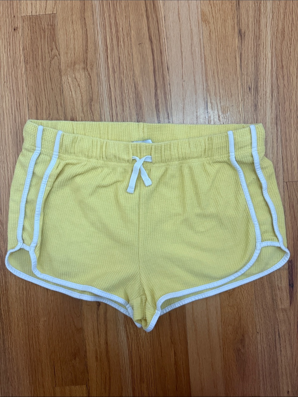 Topshop Yellow Terry Athletic Shorts with White Trim